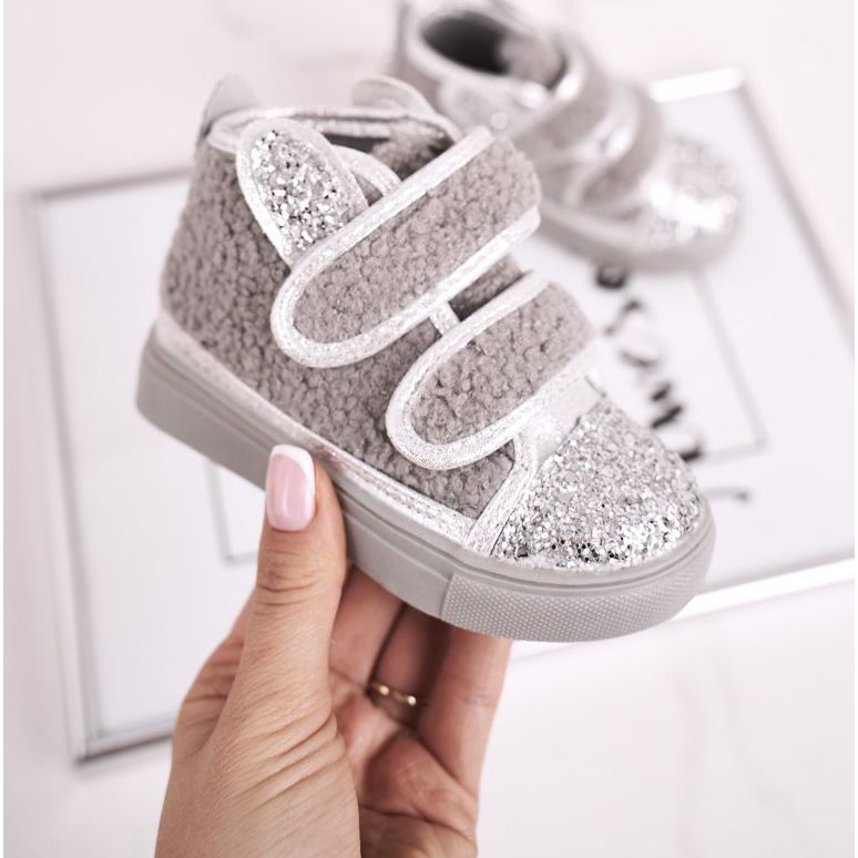 FRROCK Barnsneakers High Warm Grey Clifford silver- grå 1