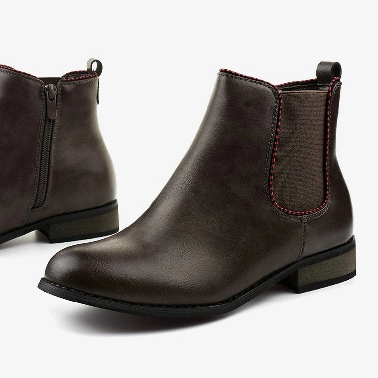 Gråa platta Jodhpur-stövlar med ett elastiskt band 20Y8031-1 1