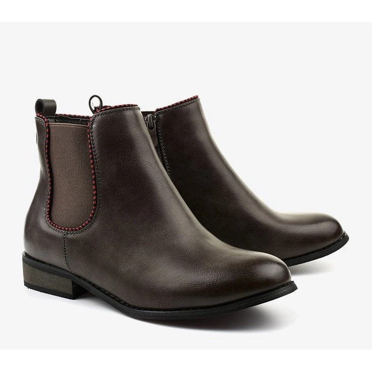 Gråa platta Jodhpur-stövlar med ett elastiskt band 20Y8031-1 2