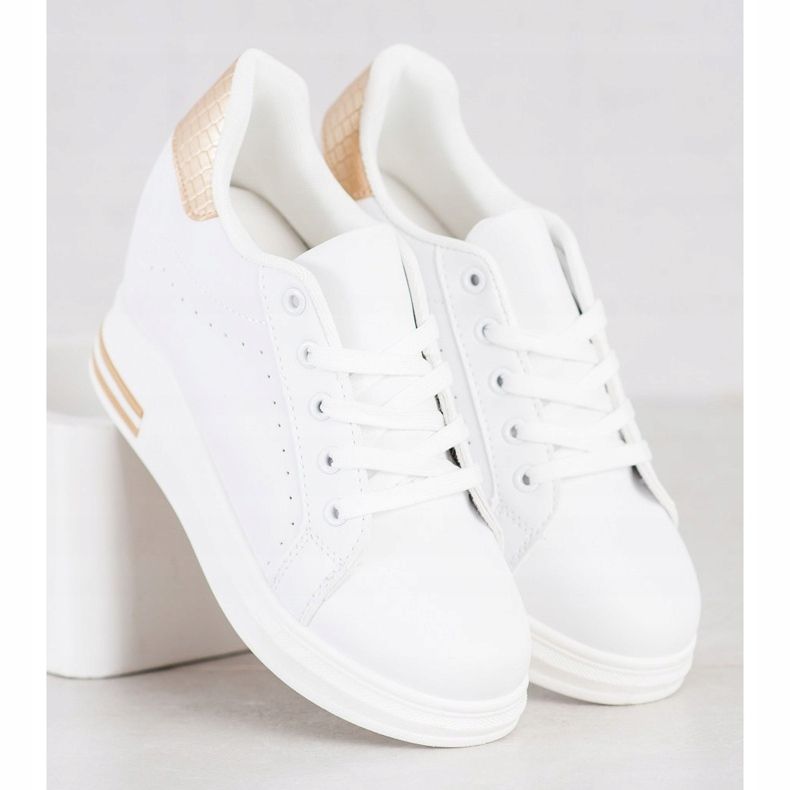 SHELOVET Sportskor på en kil vit gyllene 2