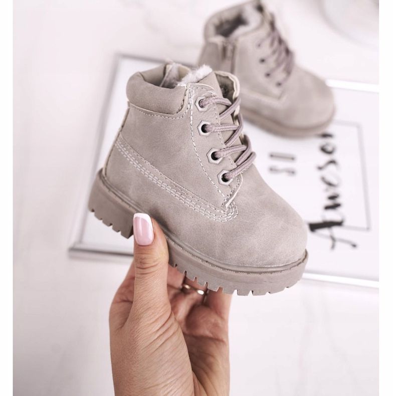 FRROCK Barns varma trapper stövlar grå Dexter 2