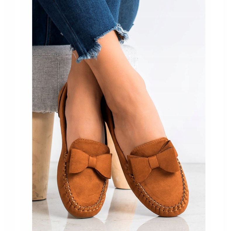 Fama Loafers Med En Rosett brun gul 2