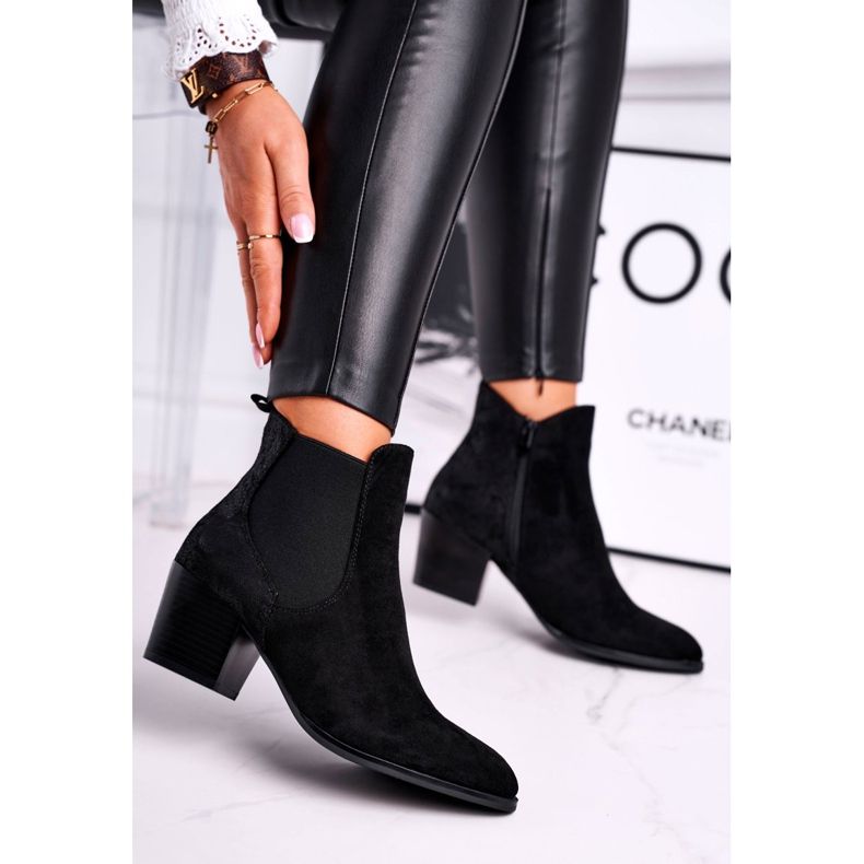 Damskor på högklackat Sergio Leone mocka svart BT613 2