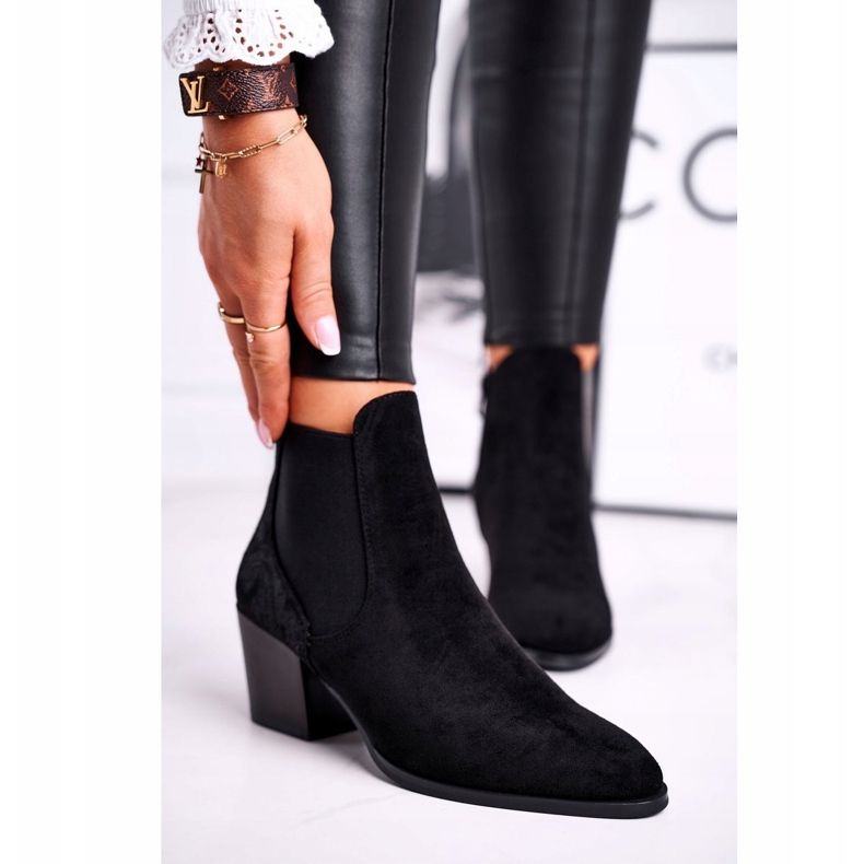 Damskor på högklackat Sergio Leone mocka svart BT613 1