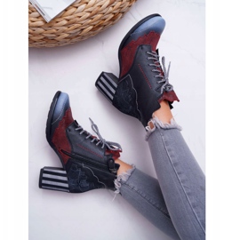 Kvinnors läder Maciejka stövlar svart 03190 mångfärgad 3