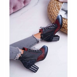 Kvinnors läder Maciejka stövlar svart 03190 mångfärgad 4