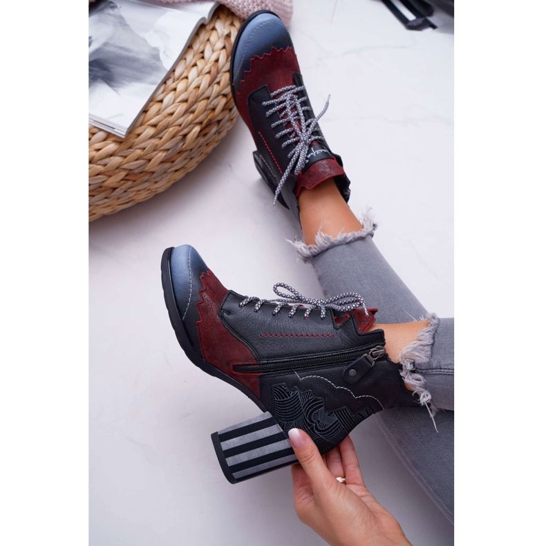 Kvinnors läder Maciejka stövlar svart 03190 mångfärgad 5