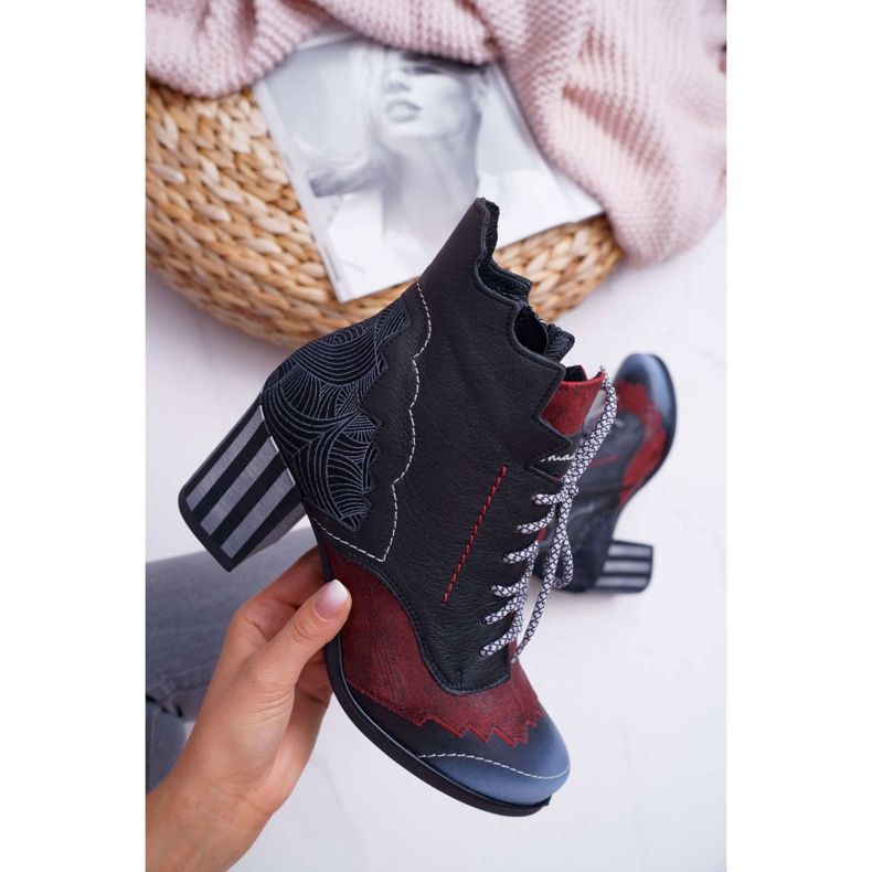 Kvinnors läder Maciejka stövlar svart 03190 mångfärgad 7