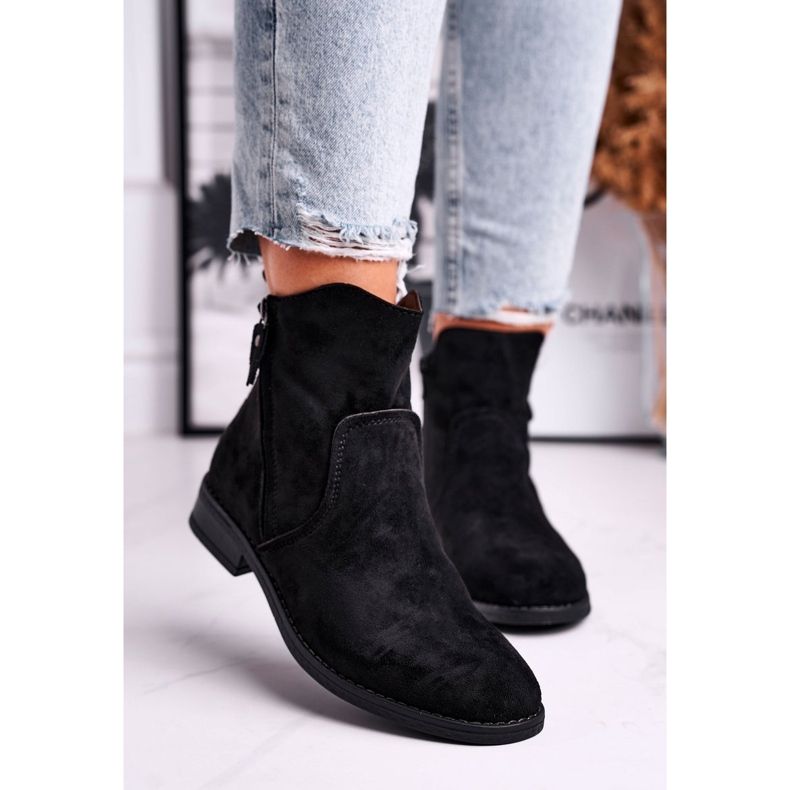 Cowboystövlar för kvinnor Flat Heel Svart Plemmi 1