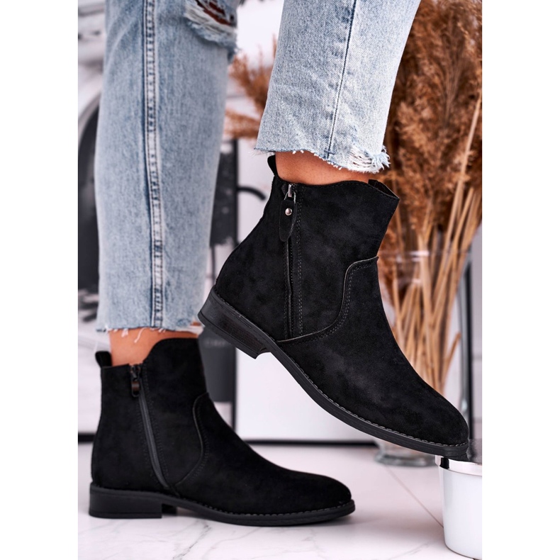 Cowboystövlar för kvinnor Flat Heel Svart Plemmi 2