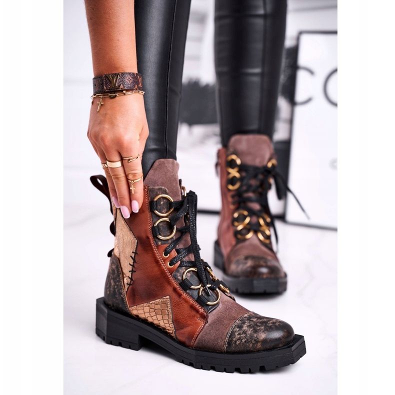 Damstövlar Läder Maciejka Röd 04184-29 / 00-3 brun mångfärgad 2