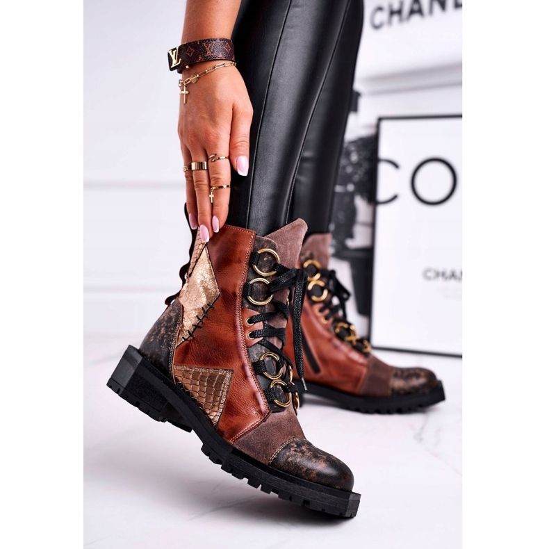 Damstövlar Läder Maciejka Röd 04184-29 / 00-3 brun mångfärgad 1