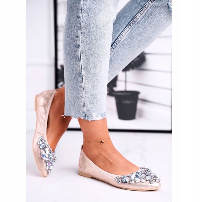 PS1 Ballerinor för kvinnor med gyllene kristallstenar 2