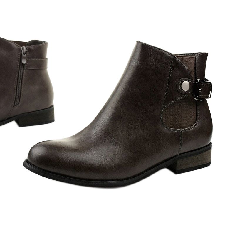 Gråa plana stövlar med elastiskt band och dragkedja 20Y8035-1 1