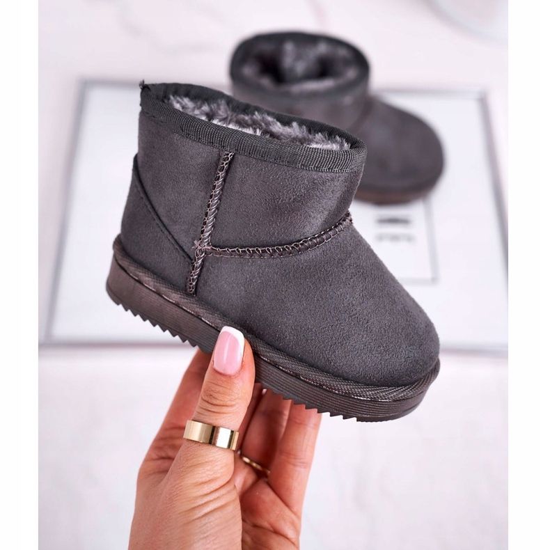 Varma barn ungdoms snöskor Grå Gooby 1