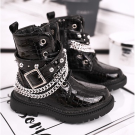 FRROCK Barnskor uppvärmda med päls, svartlackerad Dolly 1