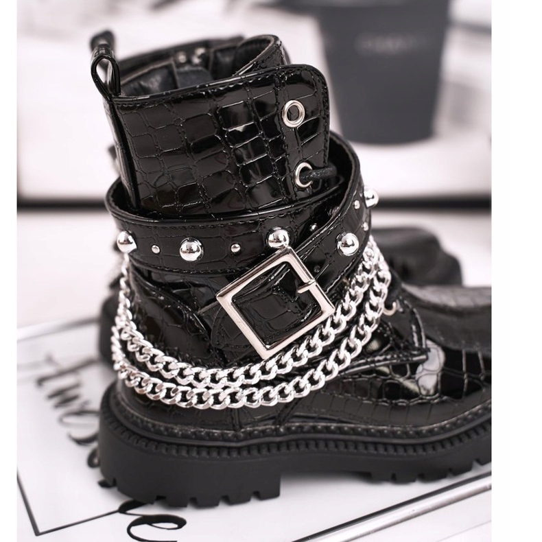 FRROCK Barnskor uppvärmda med päls, svartlackerad Dolly 2