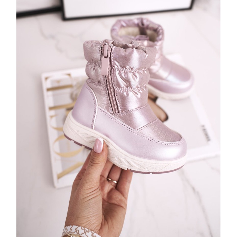 EVE Barns snöskor uppvärmda med ullrosa cruella 2