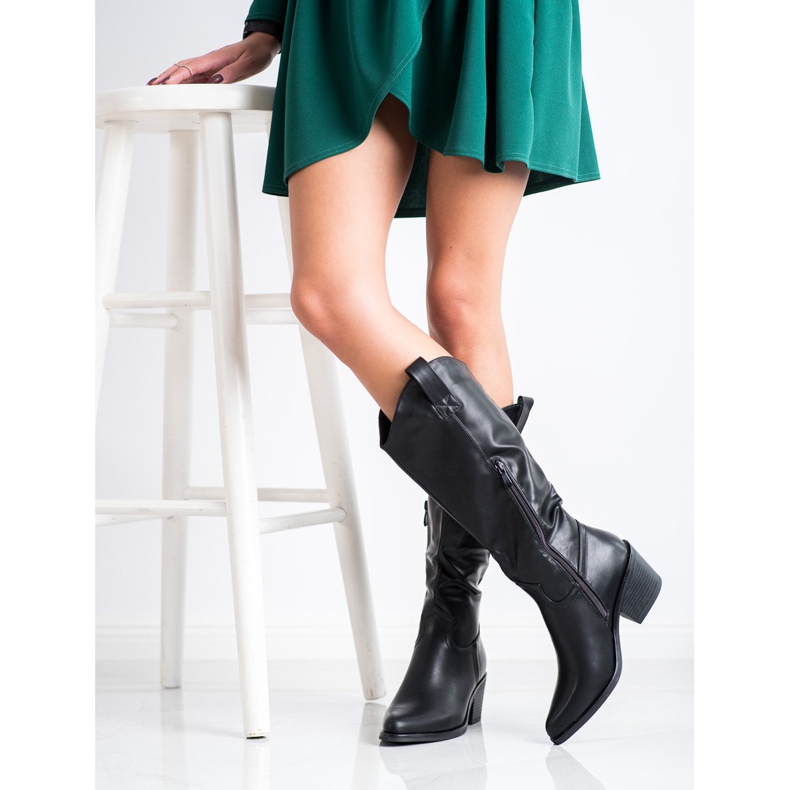 SHELOVET Svarta cowboystövlar 1