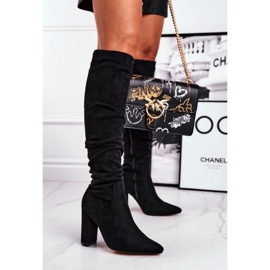 Dam stövlar på hälen mocka svart Pomestro 1