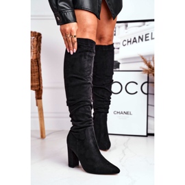 Dam stövlar på hälen mocka svart Pomestro 2