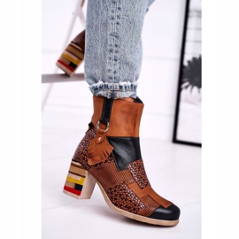 Läderstövlar för kvinnor Maciejka Rude 04635-29 brun mångfärgad 1