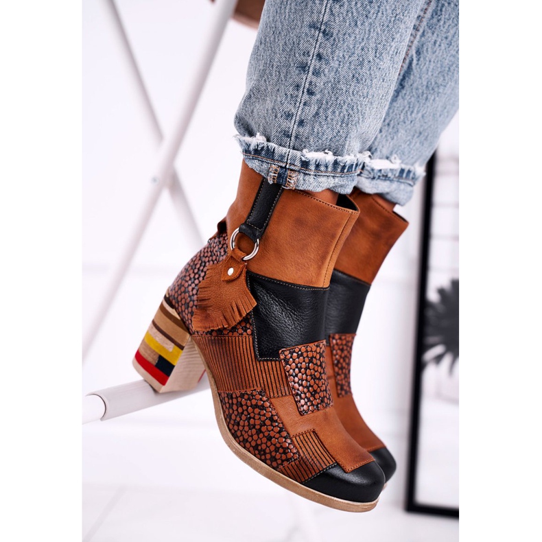 Läderstövlar för kvinnor Maciejka Rude 04635-29 brun mångfärgad 2