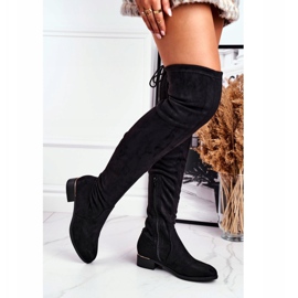 FRBS Ekologisk mocka för kvinnor över knä stövlar svart Dove 2