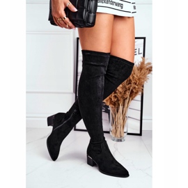 FRBS Knähöga stövlar för kvinnor Eco-Mocka Svart Indigo 2