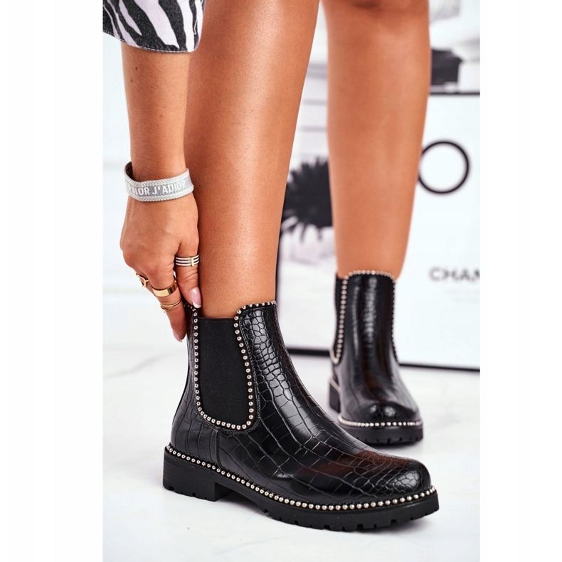 Damstövlar Chelsea -stövlar Warm Black Elvina svart 1