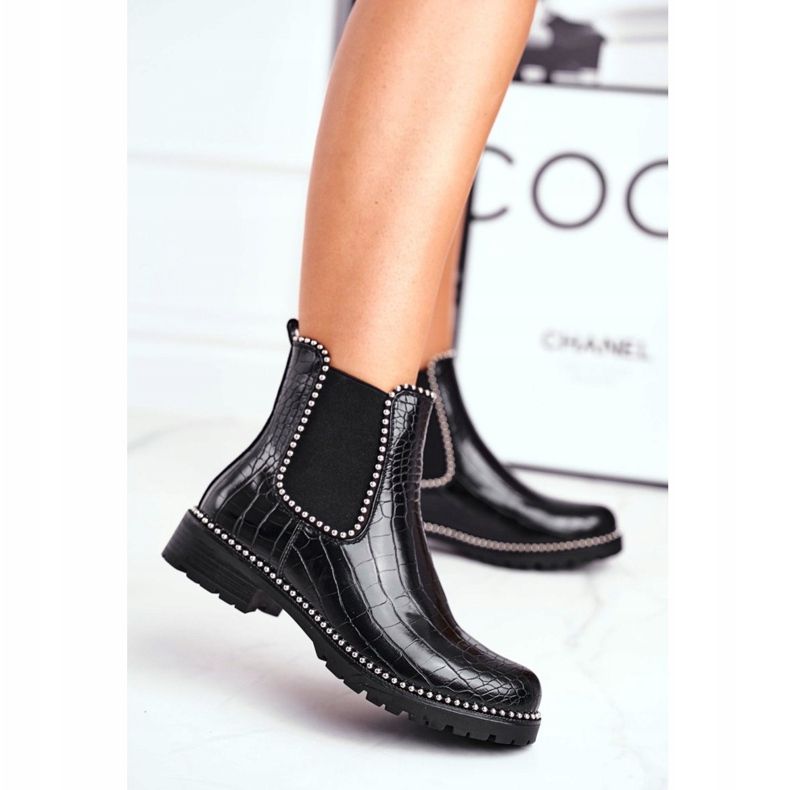 Damstövlar Chelsea -stövlar Warm Black Elvina svart 2