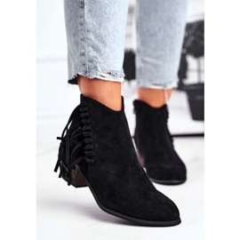 Kvinnors stövlar på häl med fransar svarta Mirage cowboystövlar 2