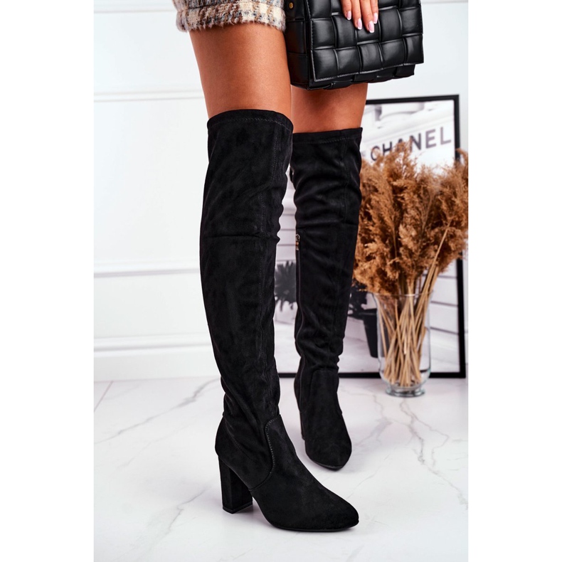 Kvinnors knähöga stövlar Eco-Mocka Svart Första gången 1