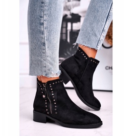 Damskor på högklackade nitar svart kontroll 2