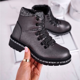 Barnens ungdomsstövlar med fårskinngrå snöflinga 2