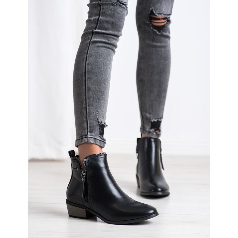 J. Star Stövlar med dekorativ dragkedja svart 1