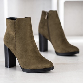 Super Me Trendiga högklackade stövlar grön 1