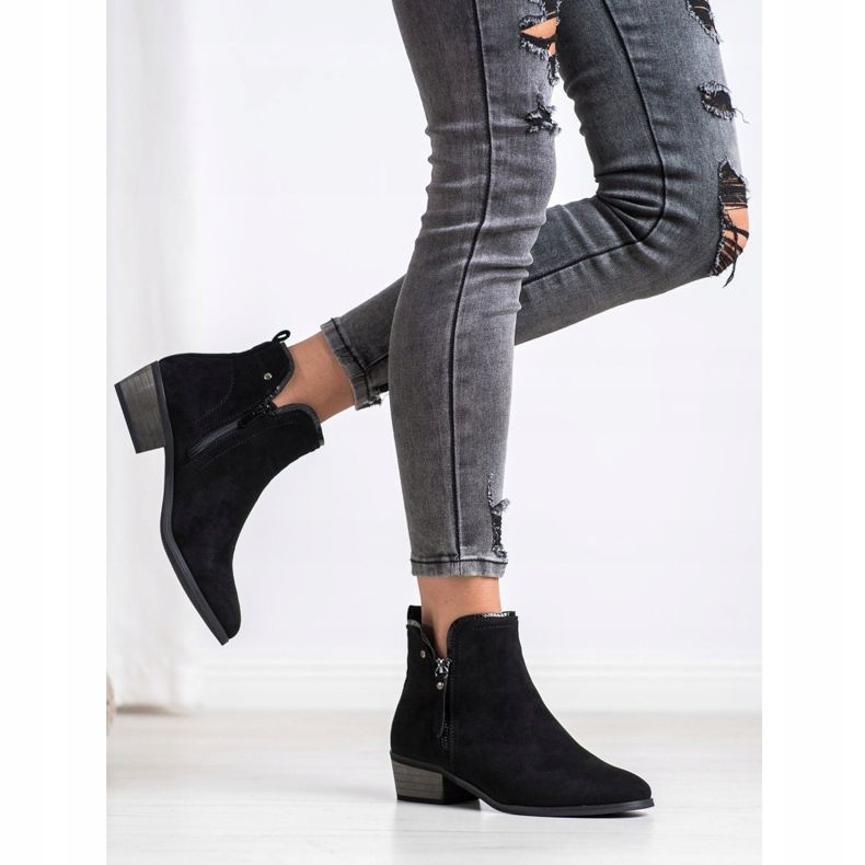 J. Star Stövlar med dekorativ dragkedja svart 1