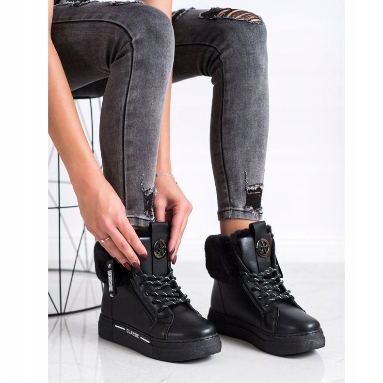 Weide Knutna stövlar med päls svart 1