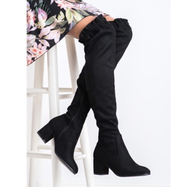 SHELOVET Stövlar i hög mocka svart 2