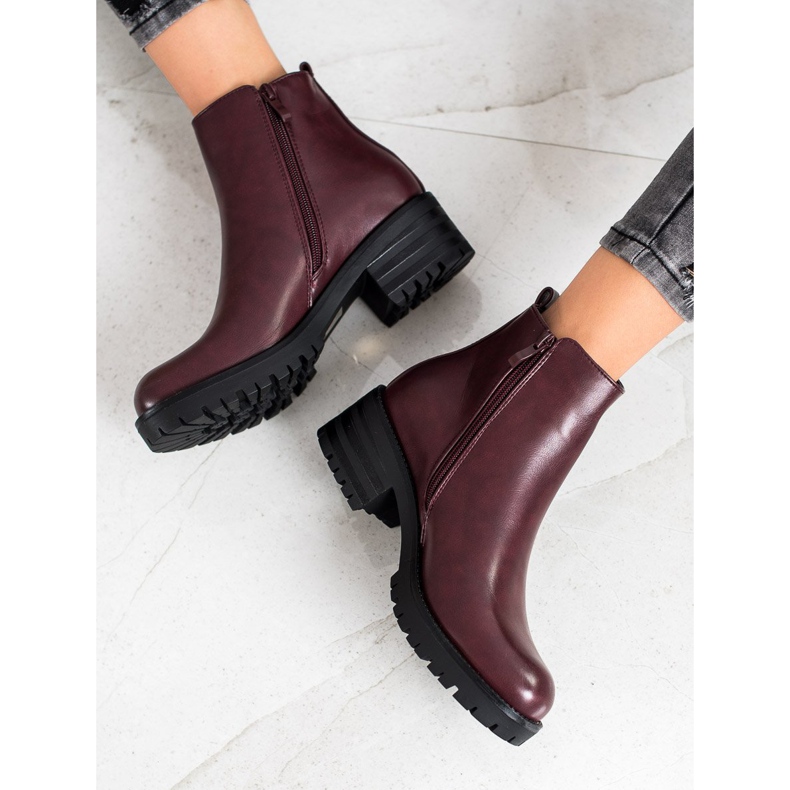 Ideal Shoes Bekväma vinröda stövlar mångfärgad 1