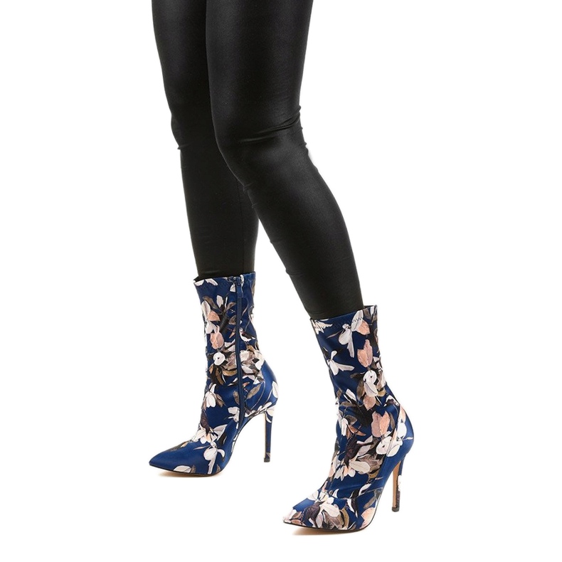 Marinblå fotkängor med Santana -strumpa mångfärgad 1