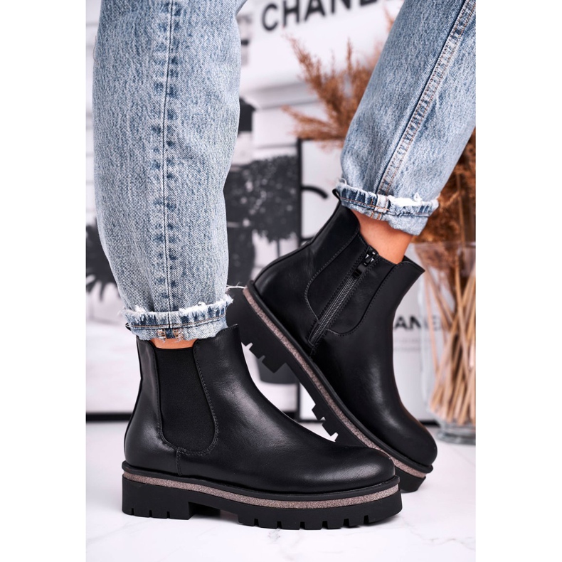 Svarta stövlar för kvinnor Jodhpur stövlar, svart Stiletto 1