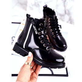 Vinceza Barnstövlar varma med dragkedja lackerad svart falk 1