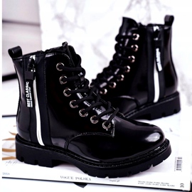 Vinceza Barnstövlar varma med dragkedja lackerad svart falk 2