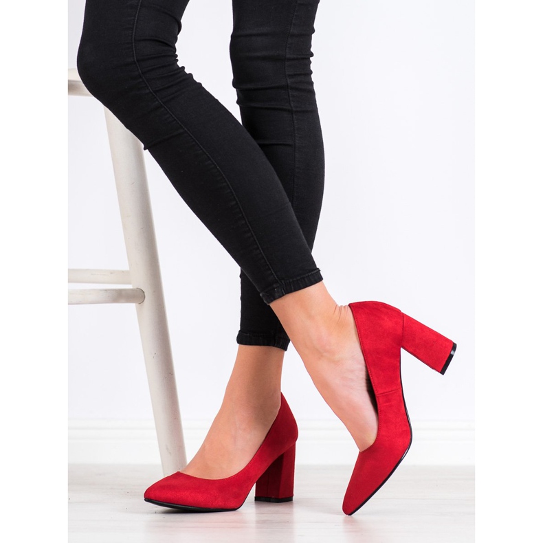 SHELOVET Klassiska mockapumpar röd 1