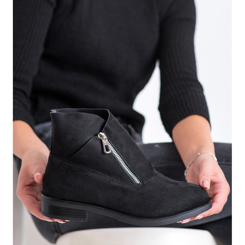 Gogo Trendiga stövlar med dragkedja svart 2