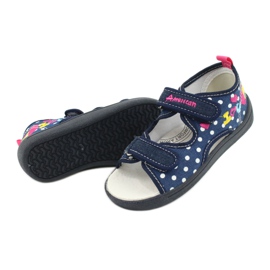 American Club Tofflor, sandaler, amerikanska barnskor, lädersula marinblå rosa 3