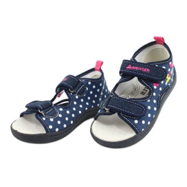 American Club Tofflor, sandaler, amerikanska barnskor, lädersula marinblå rosa 2