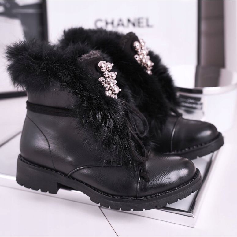 MSMG Barnens svarta varma stövlar päls Ella 1